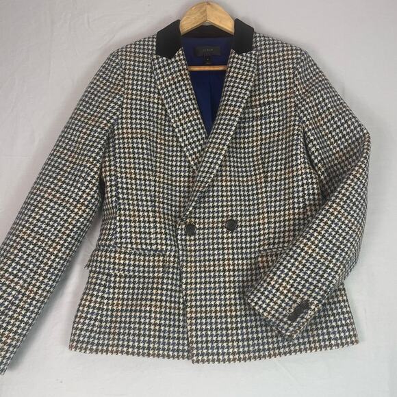 J Crew Dover Houndstooth Blazer Womens 8 Wool Academia Preppy Double Breasted - Picture 6 of 13